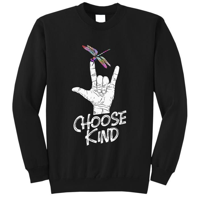 Choose Kind Asl Language Dragonfly Lover Insects Sweatshirt