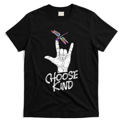 Choose Kind Asl Language Dragonfly Lover Insects T-Shirt