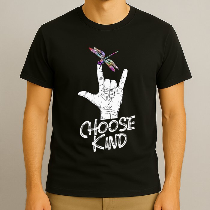 Choose Kind Asl Language Dragonfly Lover Insects T-Shirt