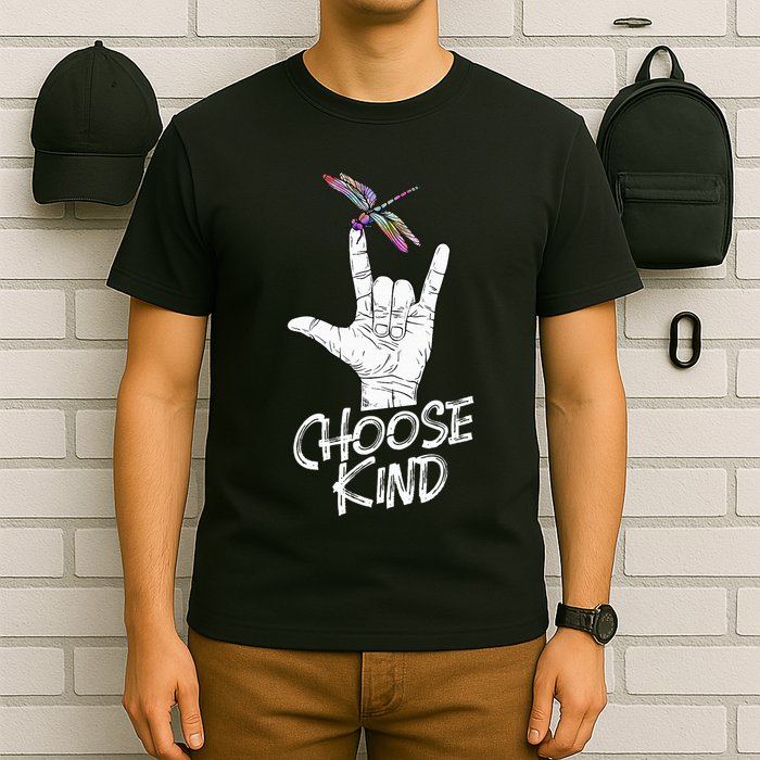 Choose Kind Asl Language Dragonfly Lover Insects T-Shirt