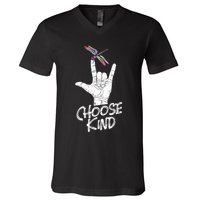 Choose Kind Asl Language Dragonfly Lover Insects V-Neck T-Shirt