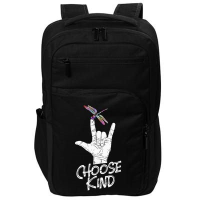 Choose Kind Asl Language Dragonfly Lover Insects Impact Tech Backpack