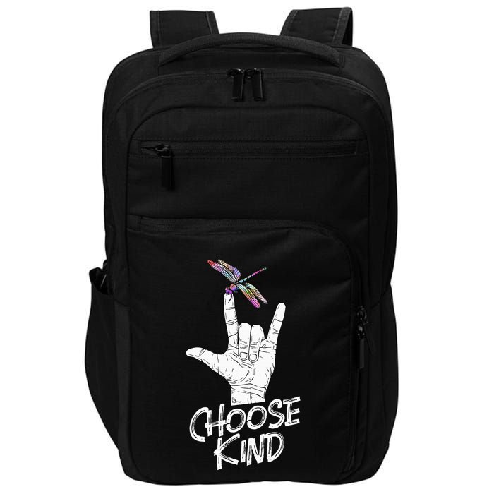 Choose Kind Asl Language Dragonfly Lover Insects Impact Tech Backpack