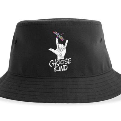 Choose Kind Asl Language Dragonfly Lover Insects Sustainable Bucket Hat