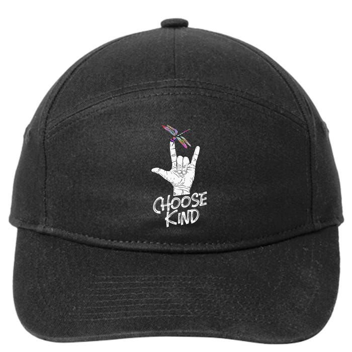 Choose Kind Asl Language Dragonfly Lover Insects 7-Panel Snapback Hat