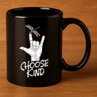 Choose Kind Asl Language Dragonfly Lover Insects 11oz C Handle Ceramic Mug