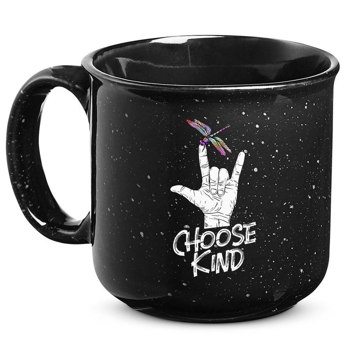 Choose Kind Asl Language Dragonfly Lover Insects 15oz Campfire Ceramic Mug