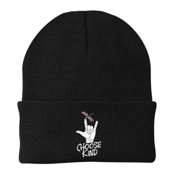 Choose Kind Asl Language Dragonfly Lover Insects Beanie