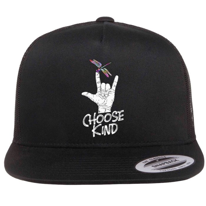 Choose Kind Asl Language Dragonfly Lover Insects Flatbill Hat
