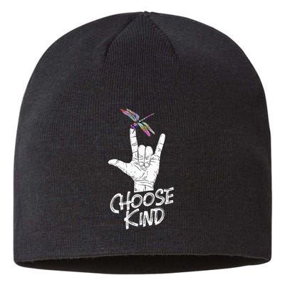 Choose Kind Asl Language Dragonfly Lover Insects Sustainable Beanie