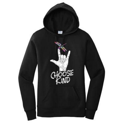 Choose Kind Asl Language Dragonfly Lover Insects Women's Pullover Hoodie