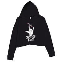 Choose Kind Asl Language Dragonfly Lover Insects Crop Fleece Hoodie