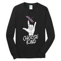 Choose Kind Asl Language Dragonfly Lover Insects Tall Long Sleeve T-Shirt