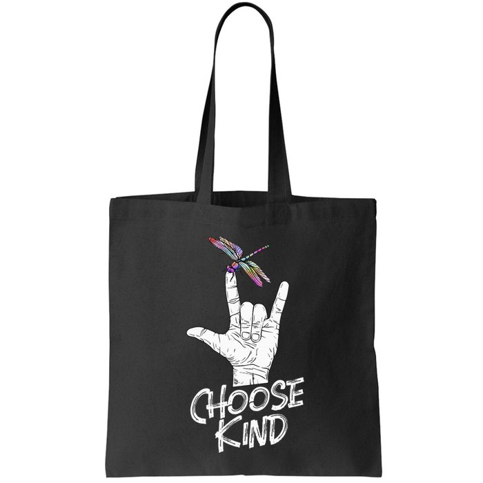 Choose Kind Asl Language Dragonfly Lover Insects Bag