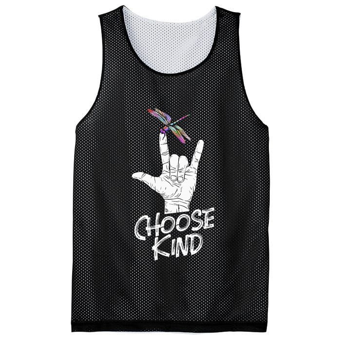 Choose Kind Asl Language Dragonfly Lover Insects Mesh Reversible Basketball Jersey Tank