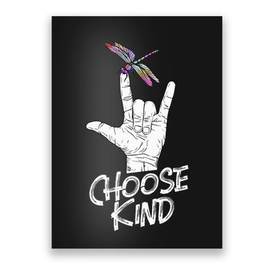 Choose Kind Asl Language Dragonfly Lover Insects Poster