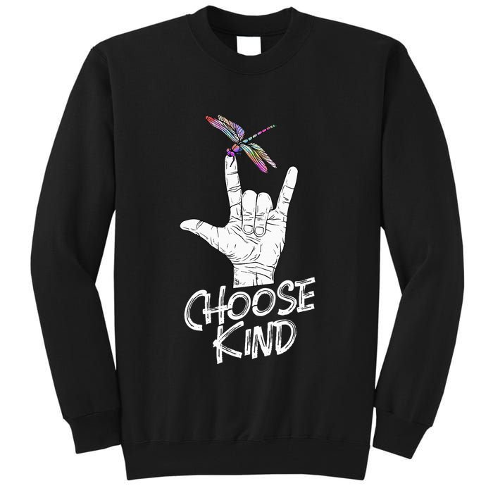 Choose Kind Asl Language Dragonfly Lover Insects Tall Sweatshirt
