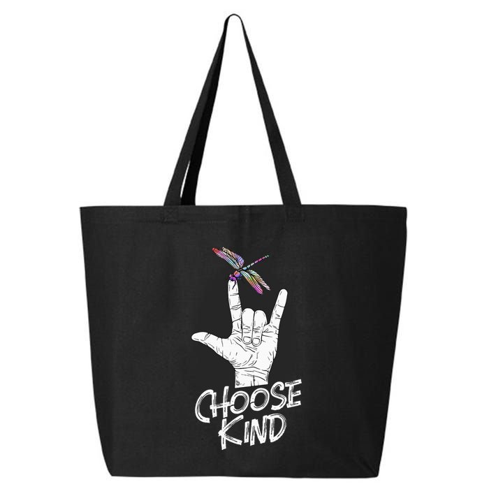 Choose Kind Asl Language Dragonfly Lover Insects 25L Jumbo Tote
