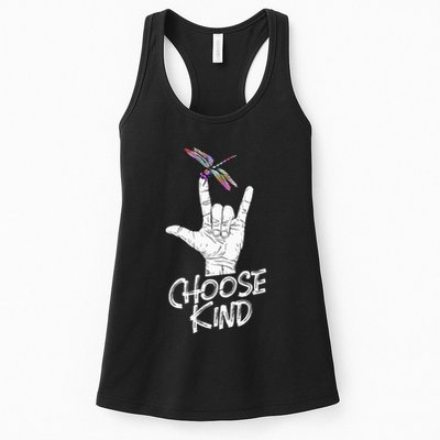 Choose Kind Asl Language Dragonfly Lover Insects Womens Tank Top
