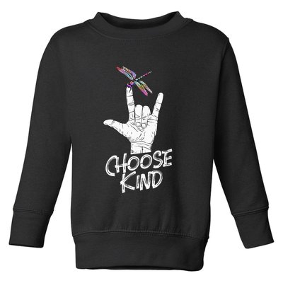 Choose Kind Asl Language Dragonfly Lover Insects Toddler Sweatshirt