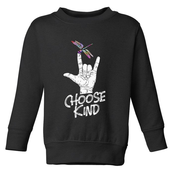 Choose Kind Asl Language Dragonfly Lover Insects Toddler Sweatshirt