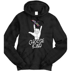 Choose Kind Asl Language Dragonfly Lover Insects Tie Dye Hoodie