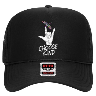 Choose Kind Asl Language Dragonfly Lover Insects Trucker Hat