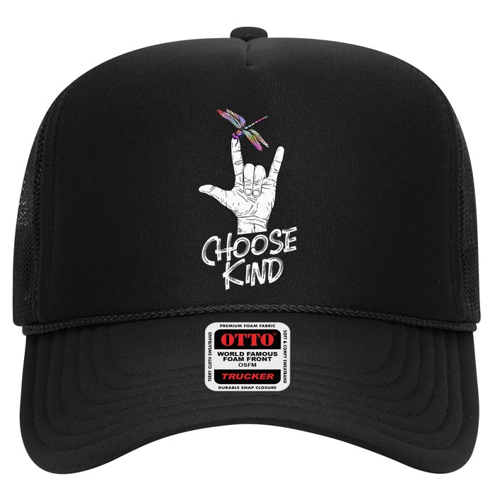 Choose Kind Asl Language Dragonfly Lover Insects Trucker Hat