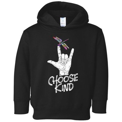 Choose Kind Asl Language Dragonfly Lover Insects Toddler Hoodie