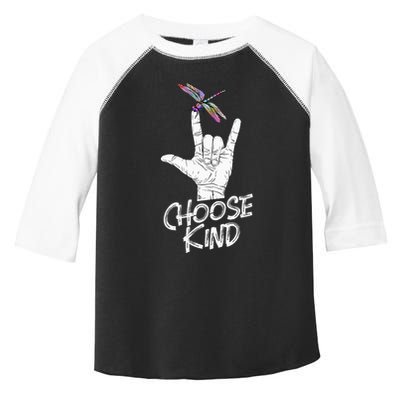 Choose Kind Asl Language Dragonfly Lover Insects Toddler Fine Jersey T-Shirt