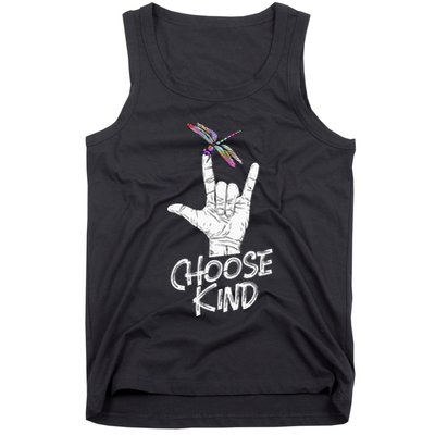 Choose Kind Asl Language Dragonfly Lover Insects Tank Top