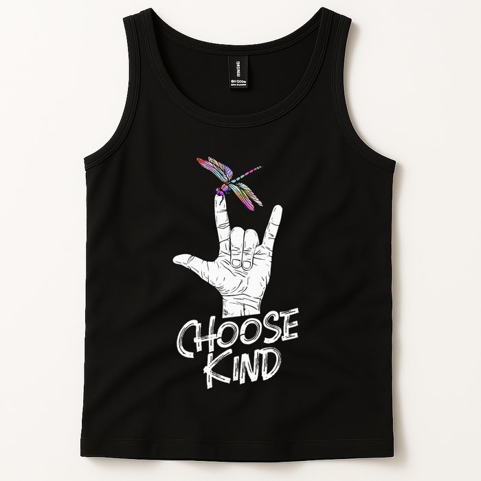 Choose Kind Asl Language Dragonfly Lover Insects Tank Top