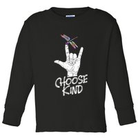 Choose Kind Asl Language Dragonfly Lover Insects Toddler Long Sleeve Shirt
