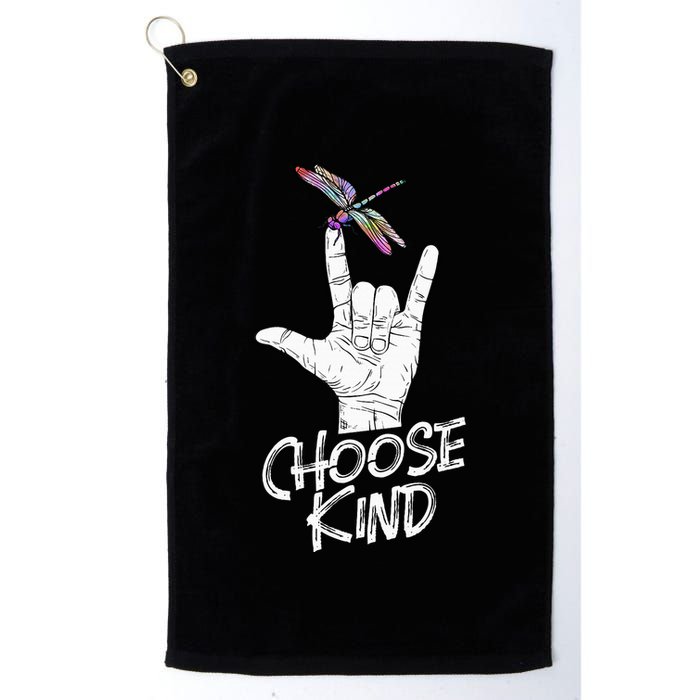 Choose Kind Asl Language Dragonfly Lover Insects Golf Towel