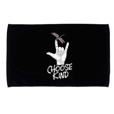 Choose Kind Asl Language Dragonfly Lover Insects Microfiber Hand Towel
