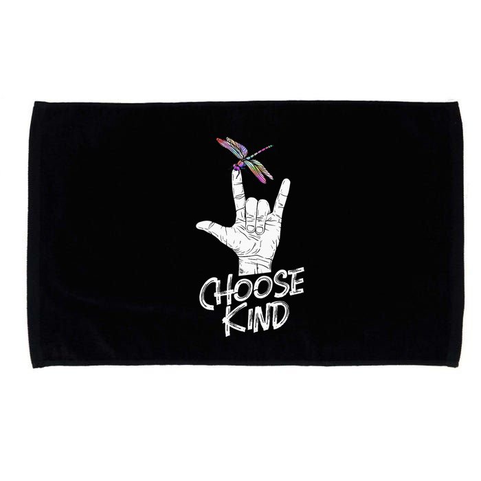 Choose Kind Asl Language Dragonfly Lover Insects Microfiber Hand Towel