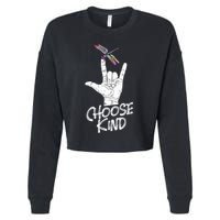 Choose Kind Asl Language Dragonfly Lover Insects Cropped Pullover Crew