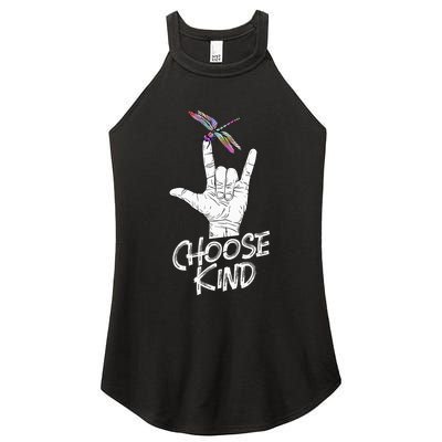 Choose Kind Asl Language Dragonfly Lover Insects Women's Perfect Tri Rocker Tank
