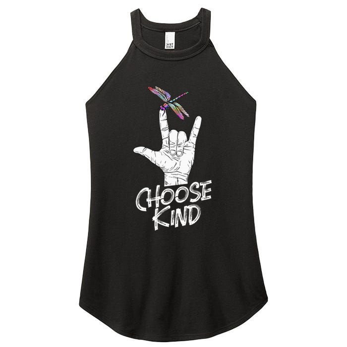 Choose Kind Asl Language Dragonfly Lover Insects Women's Perfect Tri Rocker Tank
