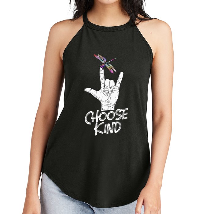 Choose Kind Asl Language Dragonfly Lover Insects Women's Perfect Tri Rocker Tank