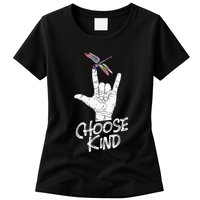 Choose Kind Asl Language Dragonfly Lover Insects Womens T-Shirt