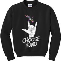Choose Kind Asl Language Dragonfly Lover Insects Kids Sweatshirt