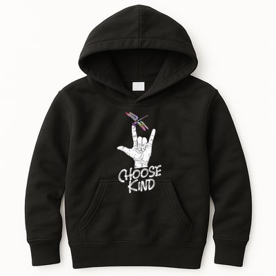 Choose Kind Asl Language Dragonfly Lover Insects Kids Hoodie