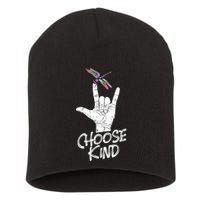 Choose Kind Asl Language Dragonfly Lover Insects Short Acrylic Beanie