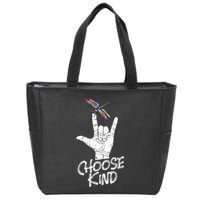 Choose Kind Asl Language Dragonfly Lover Insects Zip Tote Bag