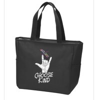 Choose Kind Asl Language Dragonfly Lover Insects Zip Tote Bag