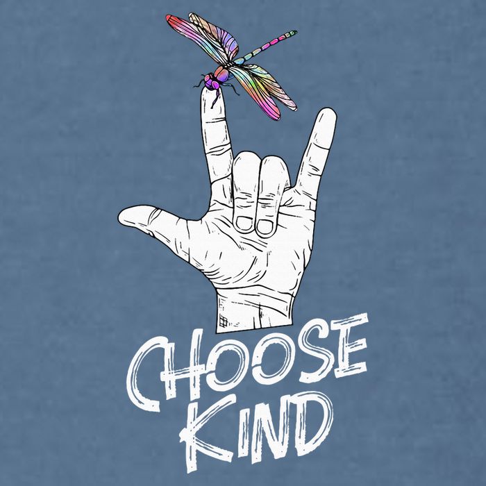 Choose Kind Asl Language Dragonfly Lover Insects Garment-Dyed Sweatshirt
