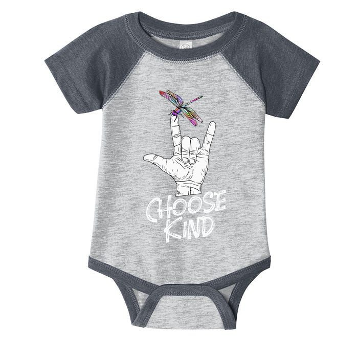 Choose Kind Asl Language Dragonfly Lover Insects Infant Baby Jersey Bodysuit