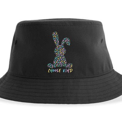 Choose Kind Autism Awareness Puzzle Bunny Easter Gift Sustainable Bucket Hat