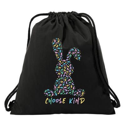 Choose Kind Autism Awareness Puzzle Bunny Easter Gift Drawstring Bag